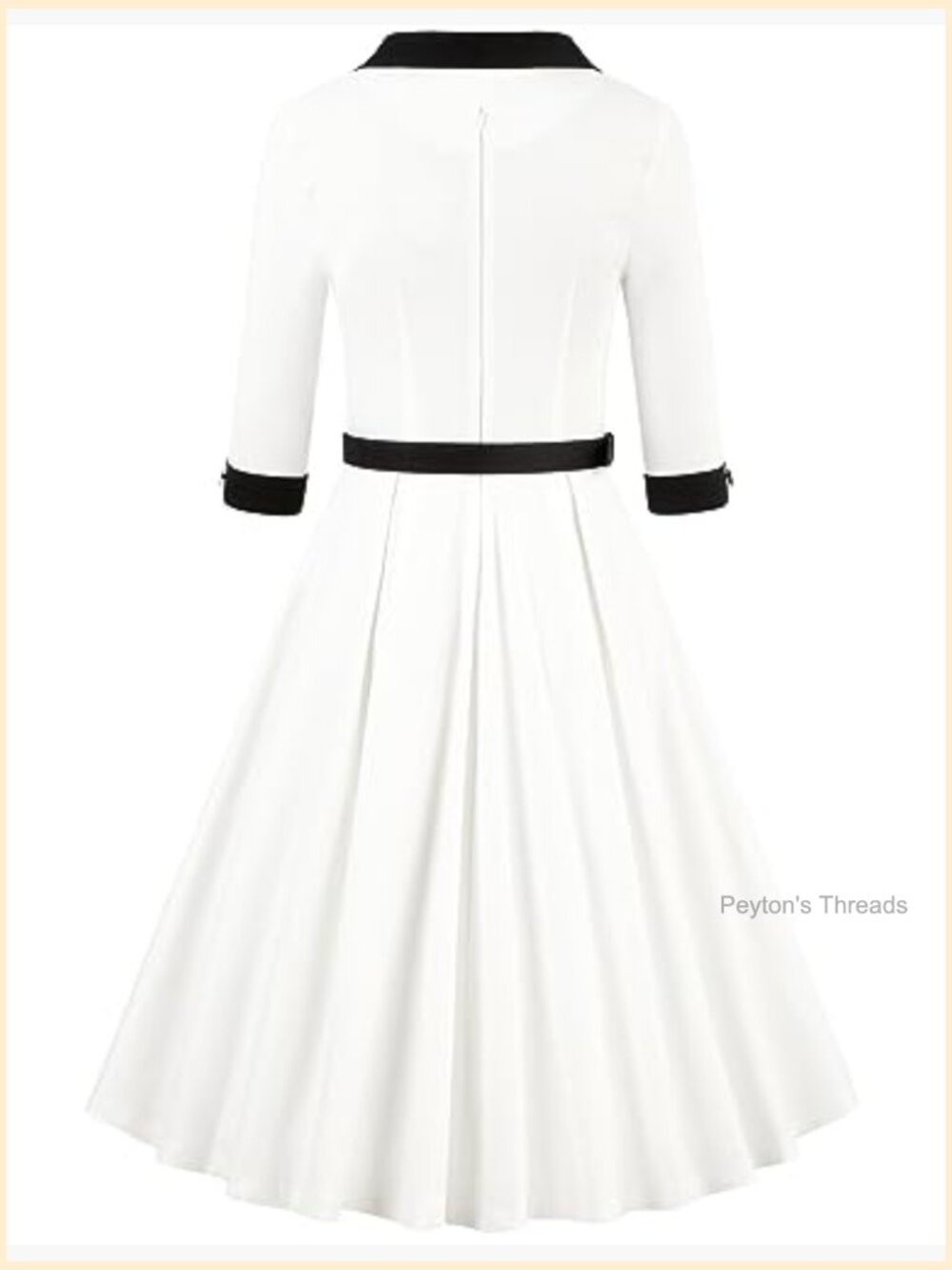 Vintage 50s Retro Swing Midi Dress 3/4 Sleeve Square Neck Cocktail Wedding Guest - Picture 4 of 7